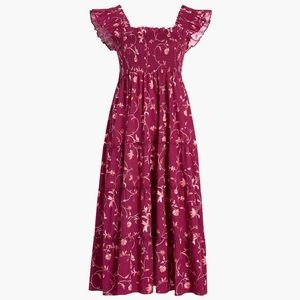 Ellie Nap Dress in Burgundy Botanical Size S ❤️💐 Hill House Home